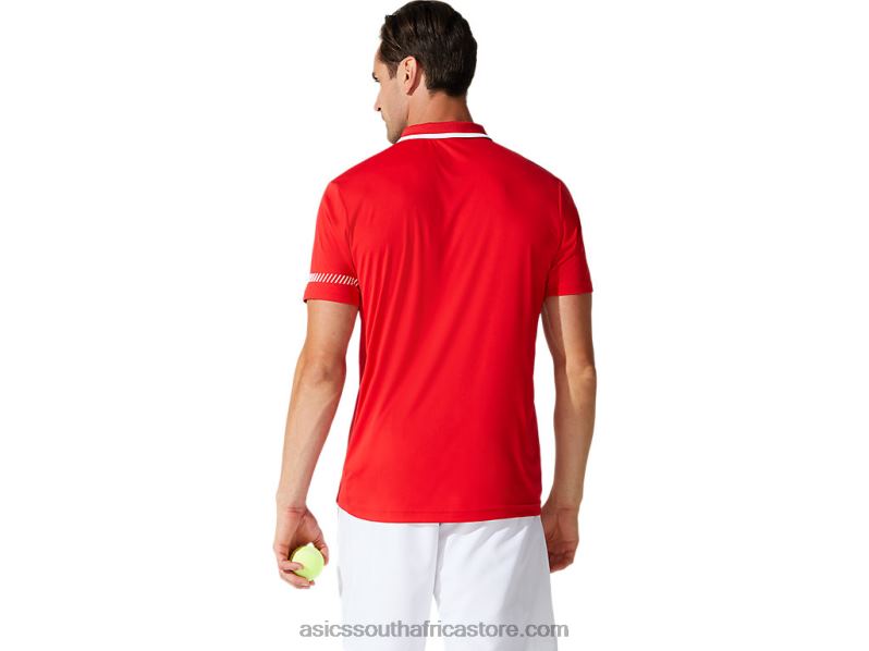 Men Asics Polo Shirt LH4X01775 Classic Red