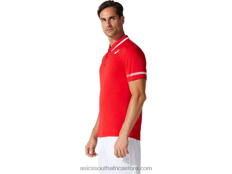 Men Asics Polo Shirt LH4X01775 Classic Red