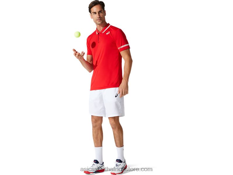 Men Asics Polo Shirt LH4X01775 Classic Red