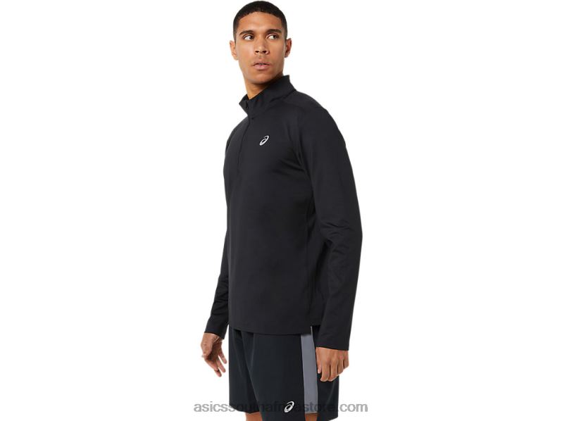 Men Asics Ready-Set Half Zip LH4X01389 Performance Black