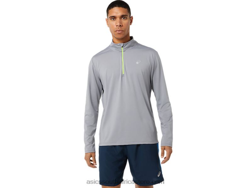 Men Asics Ready-Set Half Zip LH4X01398 Sheet Rock/Lake Drive