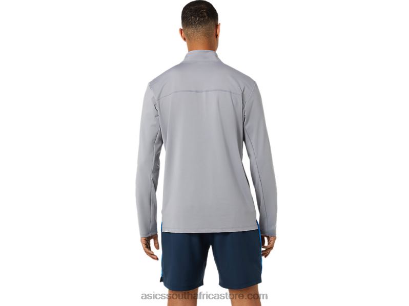 Men Asics Ready-Set Half Zip LH4X01398 Sheet Rock/Lake Drive