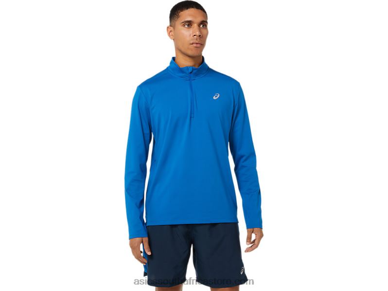 Men Asics Ready-Set Half Zip LH4X01526 Lake Drive/Hazard Green
