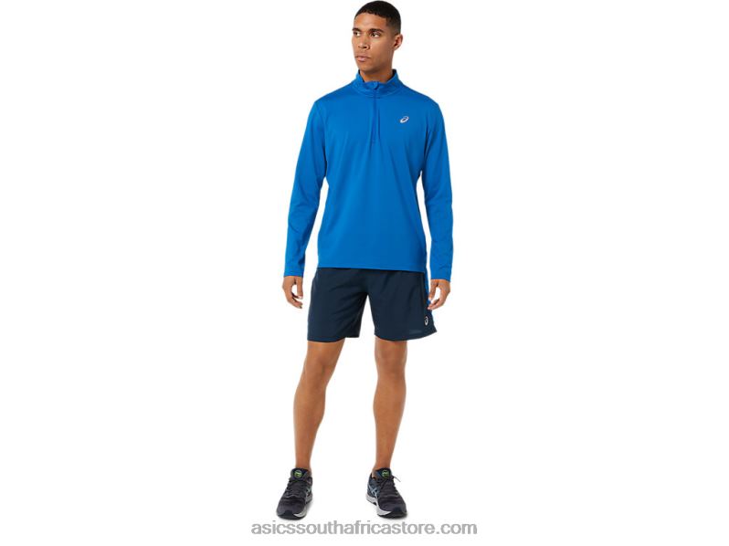 Men Asics Ready-Set Half Zip LH4X01526 Lake Drive/Hazard Green