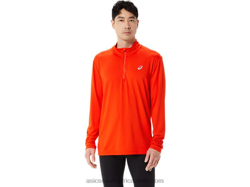 Men Asics Ready-Set Half Zip LH4X0966 Cherry Tomato