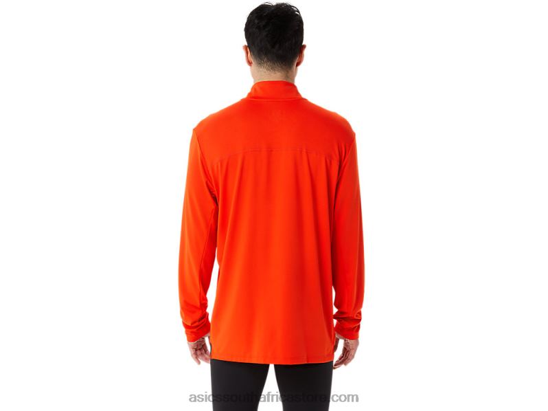 Men Asics Ready-Set Half Zip LH4X0966 Cherry Tomato
