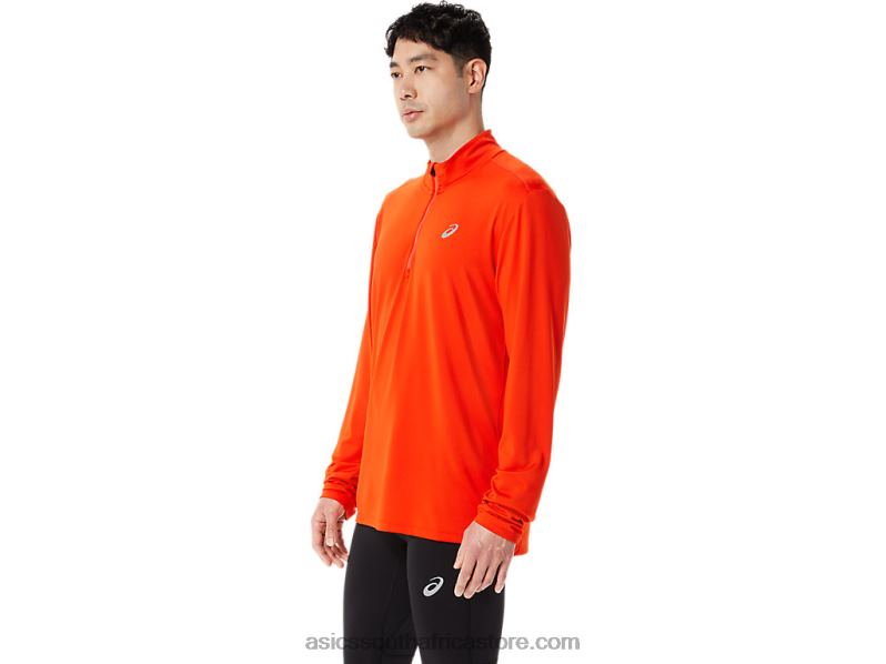 Men Asics Ready-Set Half Zip LH4X0966 Cherry Tomato