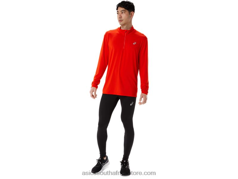 Men Asics Ready-Set Half Zip LH4X0966 Cherry Tomato