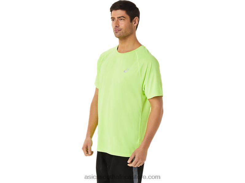 Men Asics Ready-Set Lyte Short Sleeve LH4X01453 Hazard Green Heather