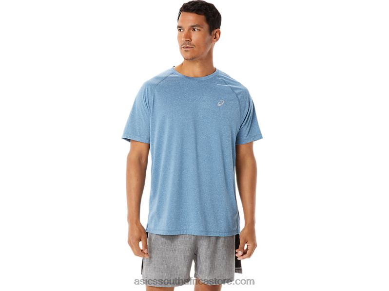 Men Asics Ready-Set Lyte Short Sleeve LH4X0928 Azure Heather
