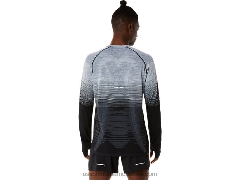 Men Asics Seamless Long Sleeve Top LH4X01073 Performance Black/Carrier Grey