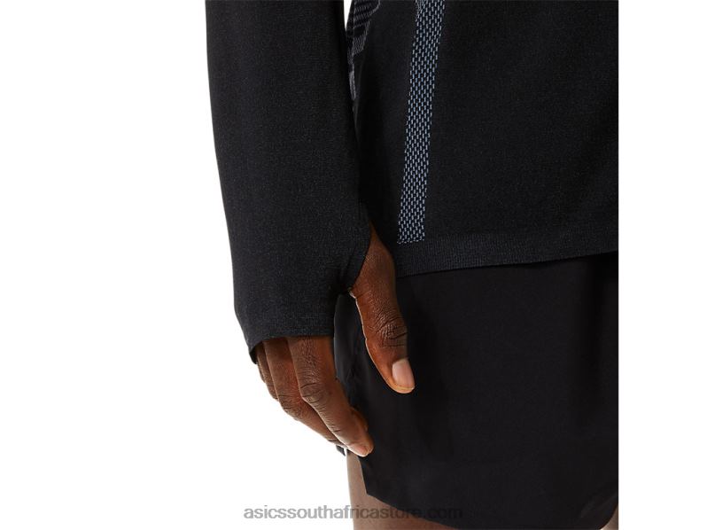 Men Asics Seamless Long Sleeve Top LH4X01073 Performance Black/Carrier Grey