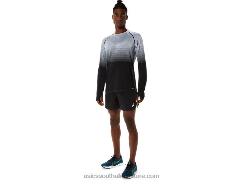 Men Asics Seamless Long Sleeve Top LH4X01073 Performance Black/Carrier Grey