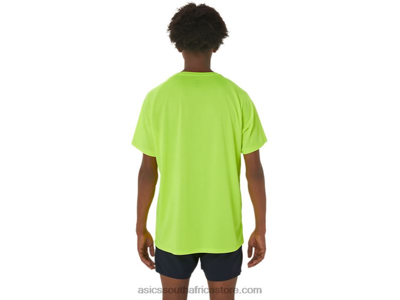Men Asics Shoes Graphic Short Sleeve Top LH4X0279 Safety Yellow
