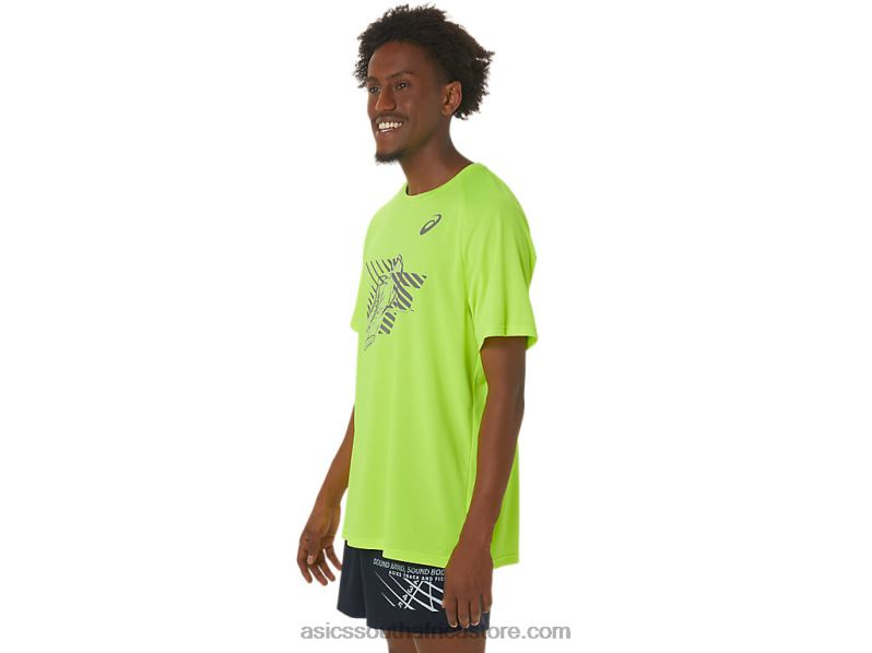 Men Asics Shoes Graphic Short Sleeve Top LH4X0279 Safety Yellow