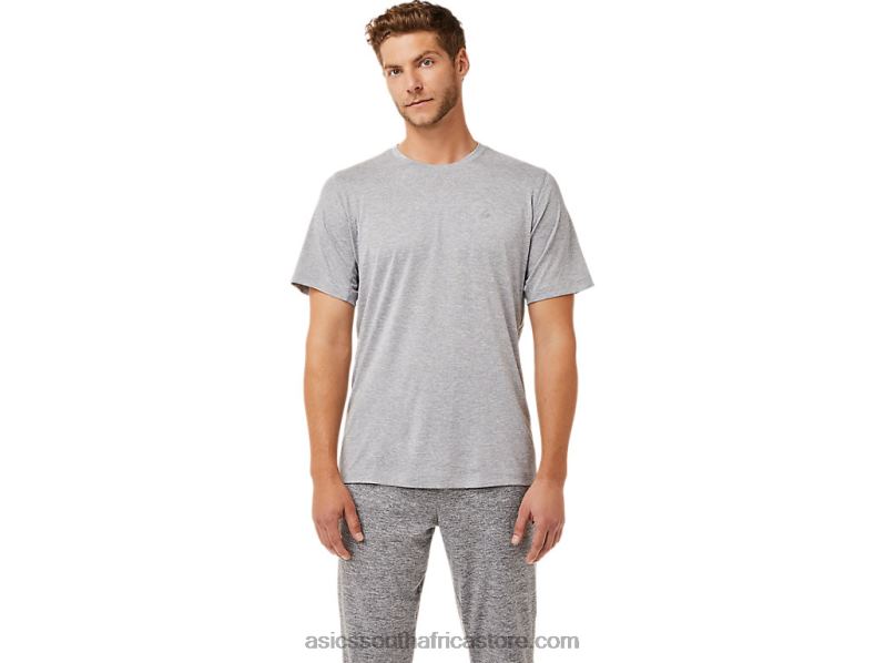 Men Asics Short Sleeve Performance Top LH4X02040 Sheet Rock