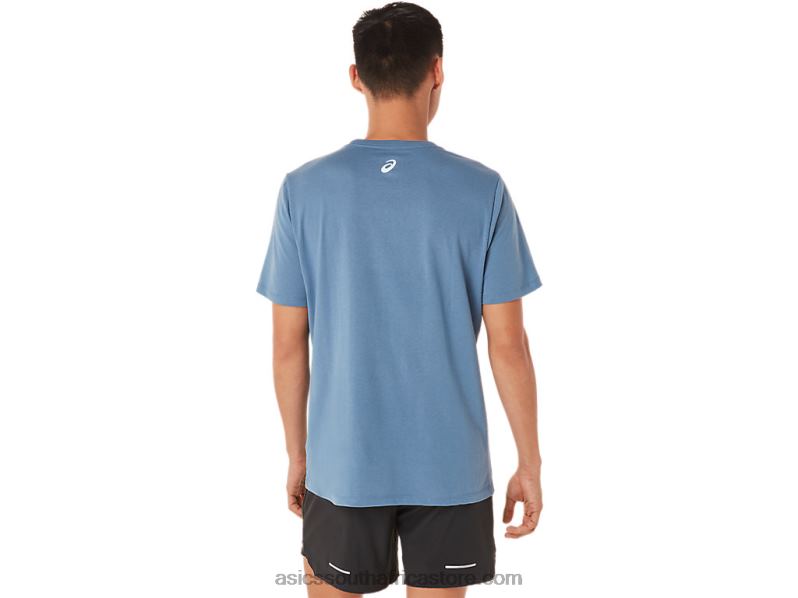 Men Asics Short Sleeve Run Club Tee LH4X01700 Storm Blue