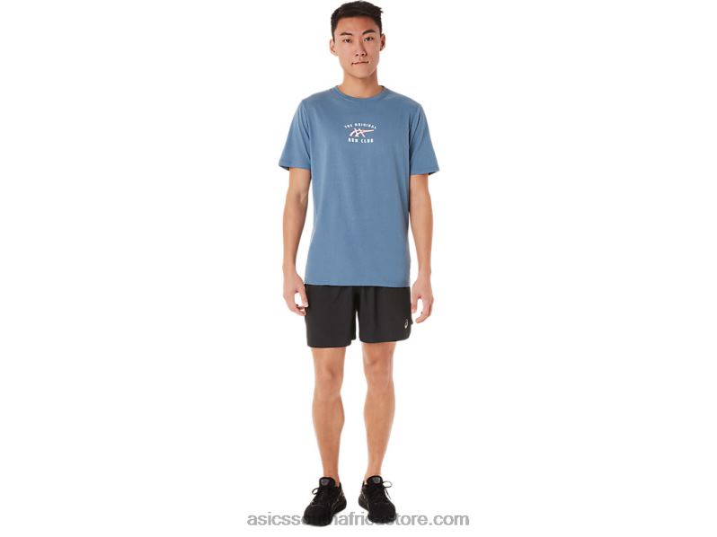 Men Asics Short Sleeve Run Club Tee LH4X01700 Storm Blue