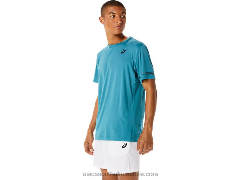 Men Asics Short Sleeve Tee LH4X01138 Misty Pine