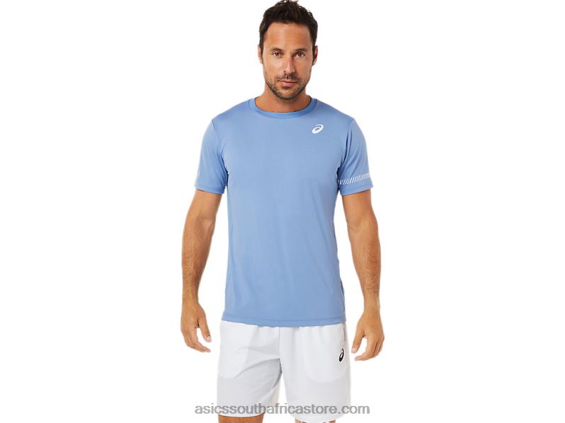 Men Asics Short Sleeve Tee LH4X01513 Blue Harmony