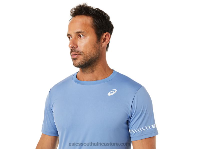 Men Asics Short Sleeve Tee LH4X01513 Blue Harmony