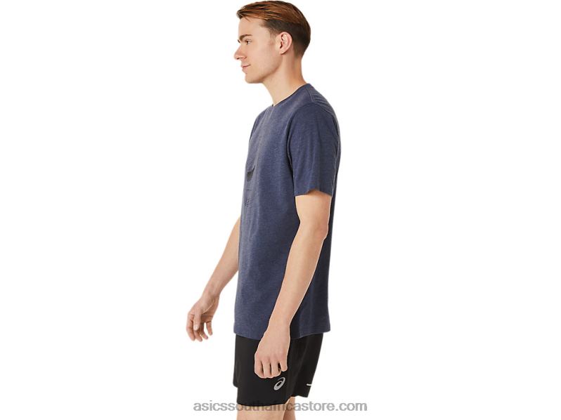 Men Asics Spiral A Track And Field Tee LH4X01263 Peacoat Heather