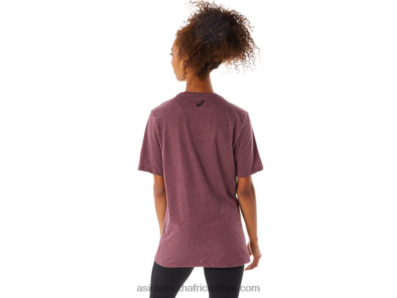 Men Asics Stripe Short Sleeve Tee LH4X01643 Deep Mars Heather