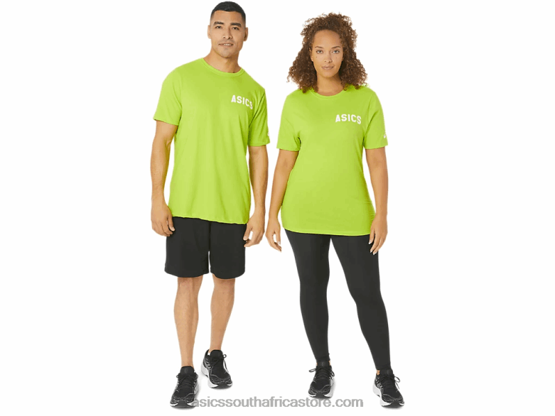 Men Asics Stripes Sunrise Tee LH4X0142 Lime Zest