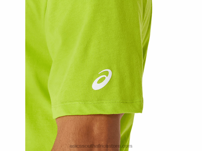 Men Asics Stripes Sunrise Tee LH4X0142 Lime Zest