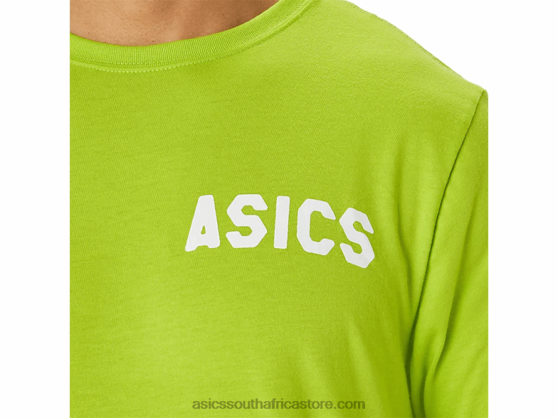Men Asics Stripes Sunrise Tee LH4X0142 Lime Zest