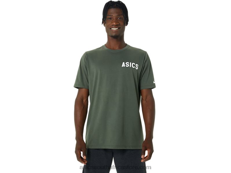 Men Asics Stripes Sunrise Tee LH4X0787 Olive Canvas