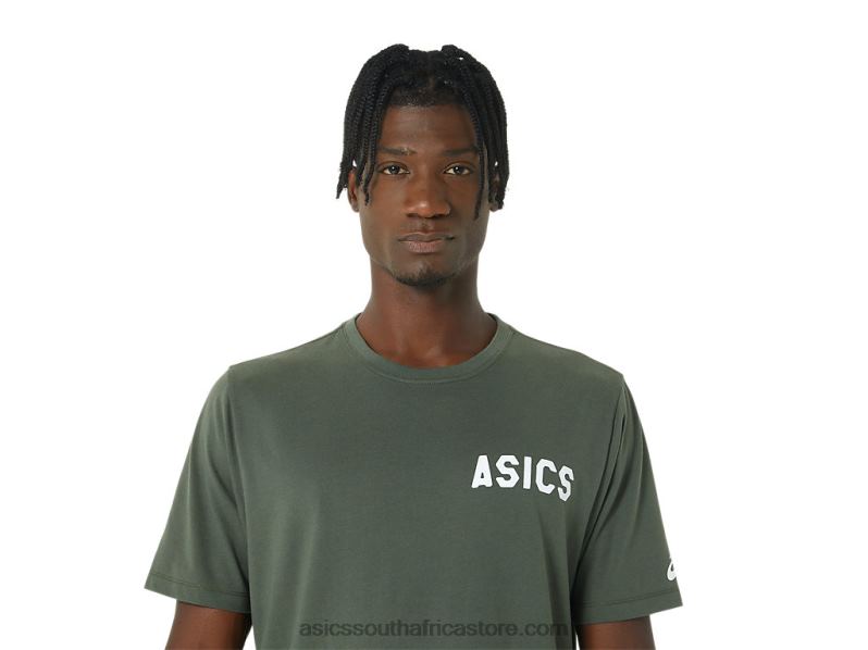 Men Asics Stripes Sunrise Tee LH4X0787 Olive Canvas