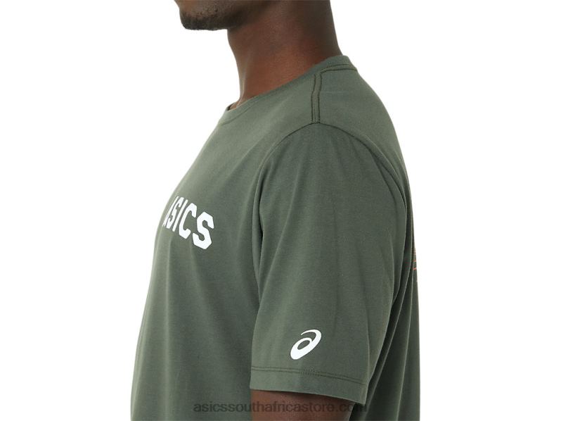 Men Asics Stripes Sunrise Tee LH4X0787 Olive Canvas