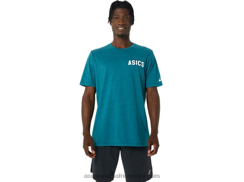 Men Asics Stripes Sunrise Tee LH4X0831 Velvet Pine Heather
