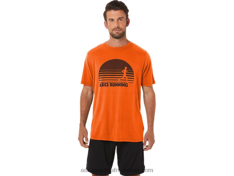 Men Asics Sunrise Runner Graphic Tee LH4X01186 Marigold Orange Heather