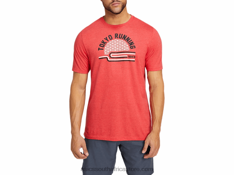 Men Asics Teatokyo Tee LH4X02041 Classic Red Heather