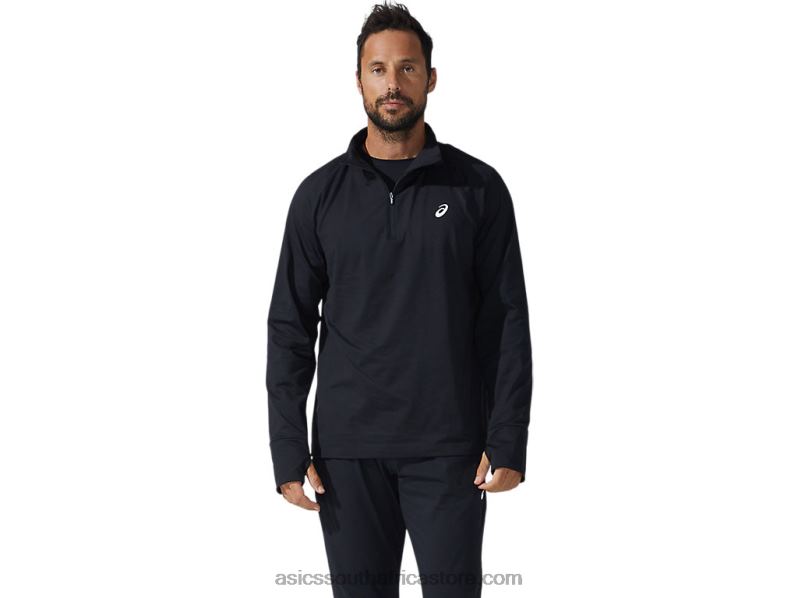 Men Asics Thermopolis Quarter Zip LH4X01626 Performance Black