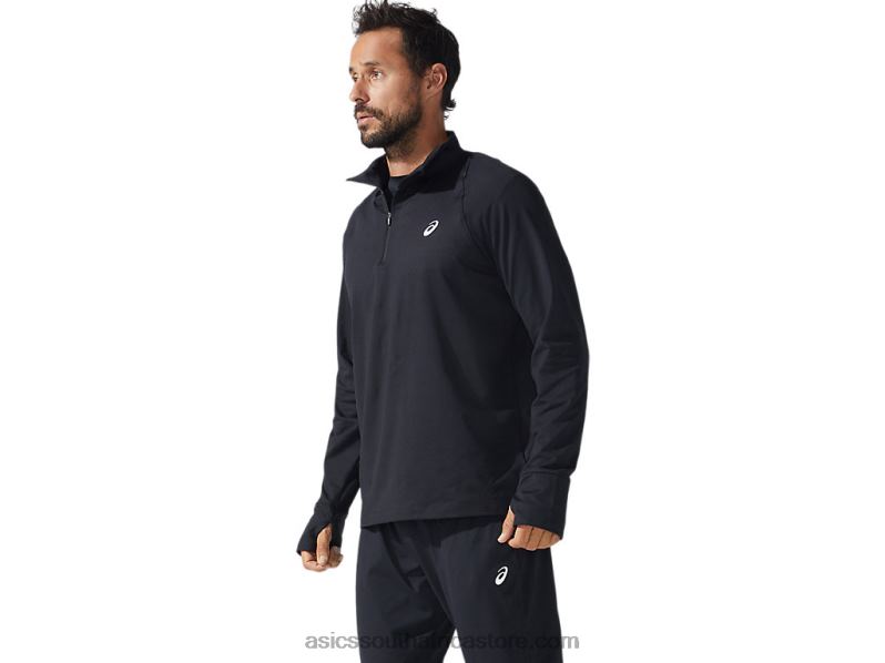 Men Asics Thermopolis Quarter Zip LH4X01626 Performance Black