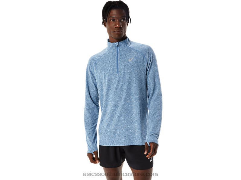 Men Asics Train Sana 1/2 Zip LH4X01084 Azure Heather