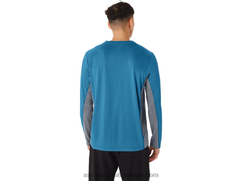 Men Asics Train Sana Long Sleeve LH4X0222 Island Blue/Sheet Rock