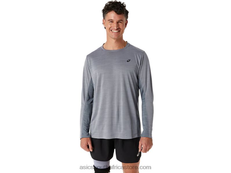 Men Asics Train Sana Long Sleeve LH4X0596 Sheet Rock/Metropolis
