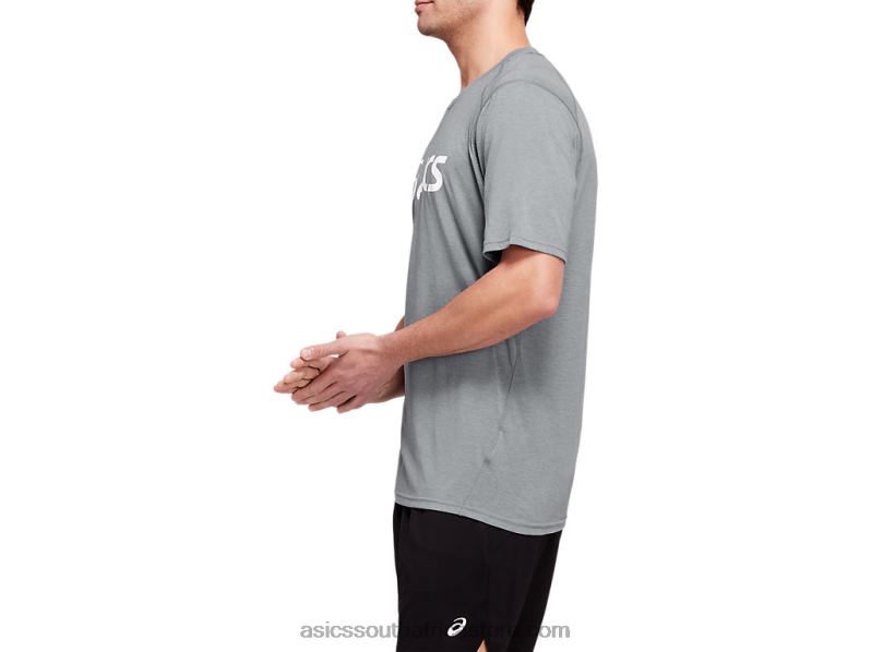 Men Asics Triblend Training Short Sleeve Top LH4X01987 Sheet Rock Heather/White