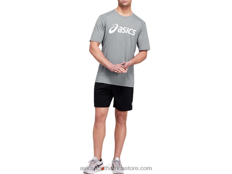 Men Asics Triblend Training Short Sleeve Top LH4X01987 Sheet Rock Heather/White