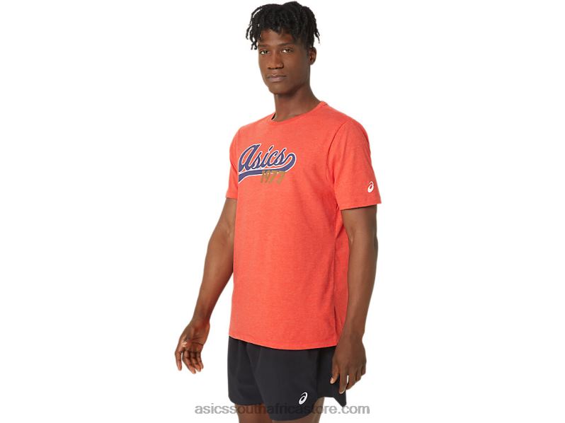 Men Asics Unisex 77 Baseball Tee LH4X099 Classic Red Heather