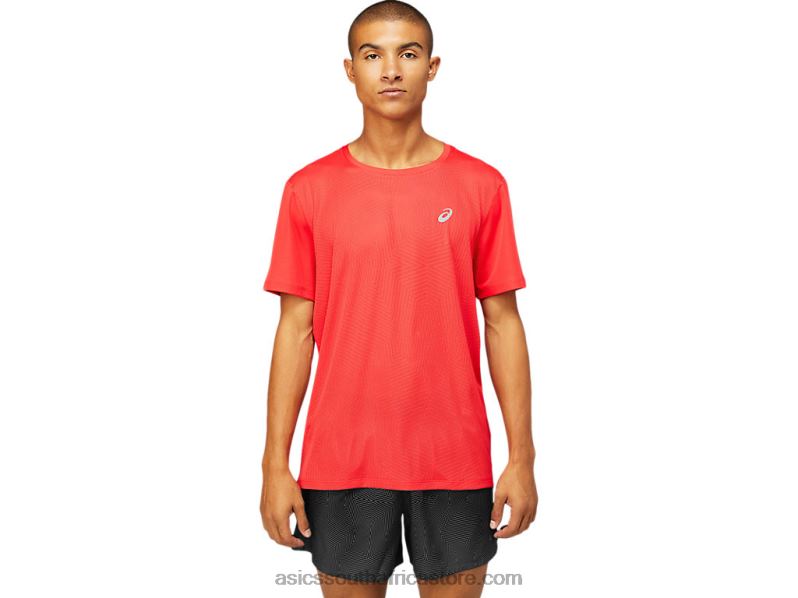 Men Asics Ventilate Short Sleeve Top LH4X01799 Electric Red