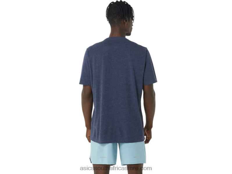 Men Asics Volleyball Graphic Tee LH4X0865 Peacoat Heather