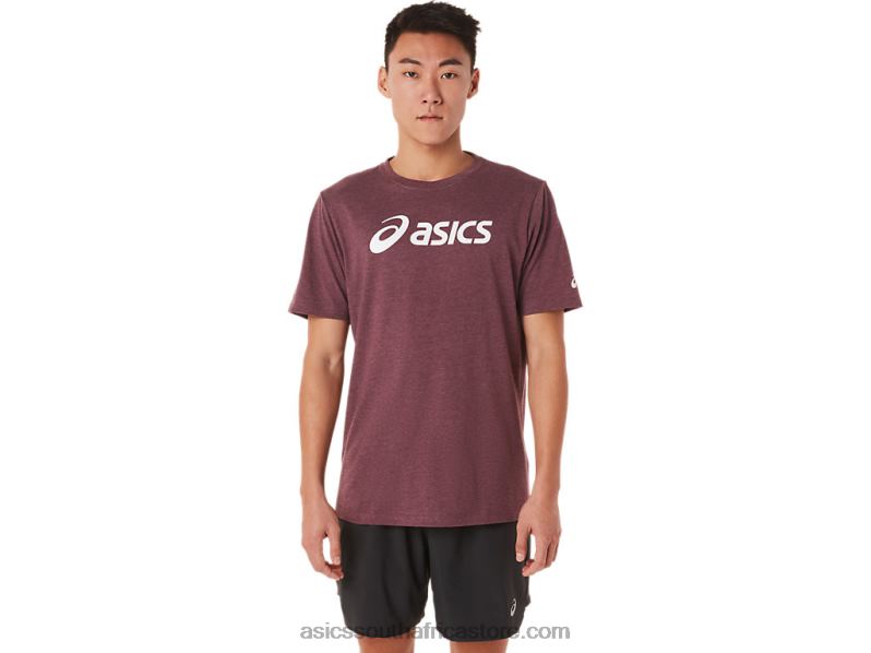 Men Asics Xg Short Sleeve Lockup Logo Tee LH4X01463 Deep Mars Heather