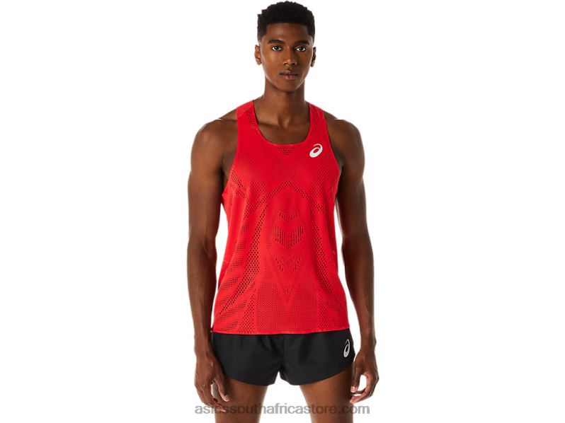 Men Asics Actibreeze Jacquard Singlet LH4X0130 Electric Red
