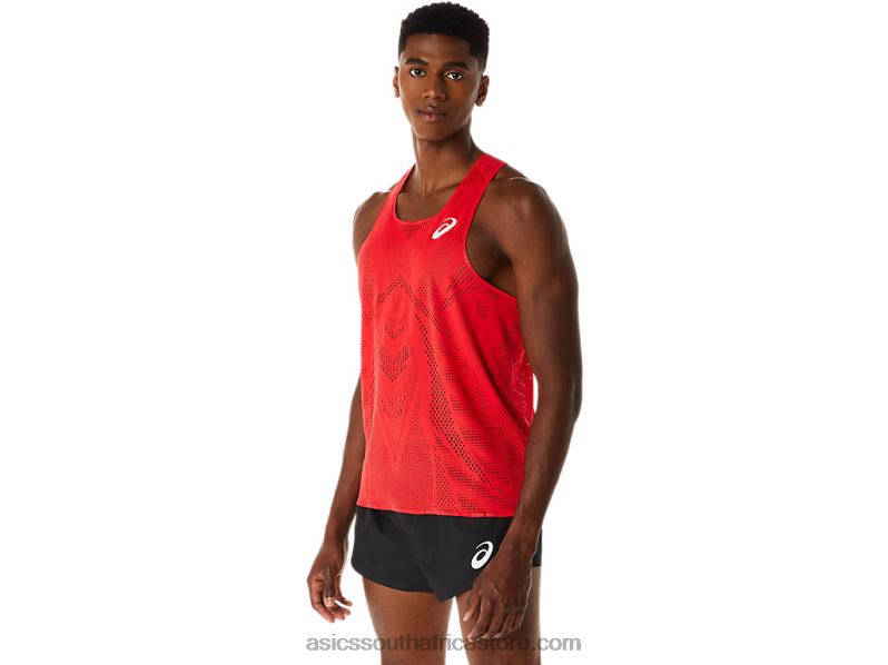 Men Asics Actibreeze Jacquard Singlet LH4X0130 Electric Red
