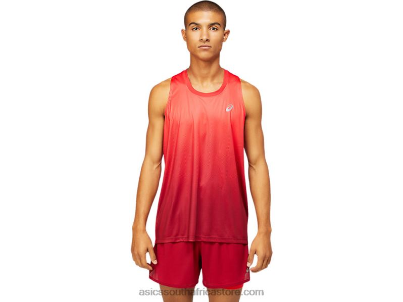 Men Asics Kasane Singlet LH4X01798 Electric Red/Burgundy